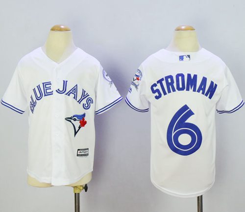 Blue Jays #6 Marcus Stroman White Cool Base Stitched Youth MLB Jersey - Click Image to Close